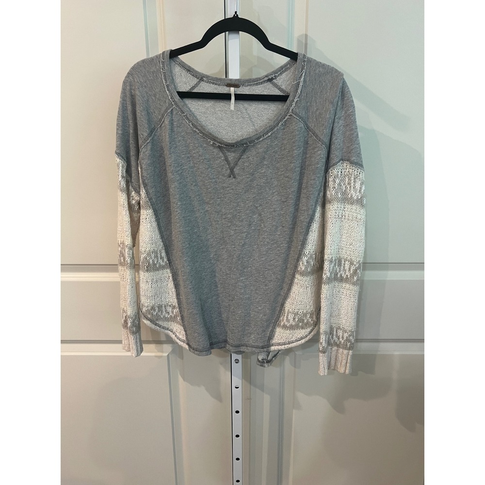 Free People Beautiful Sinner Sweatshirt Sweater Gray Ivory Alpaca Blend Small - Picture 2 of 7